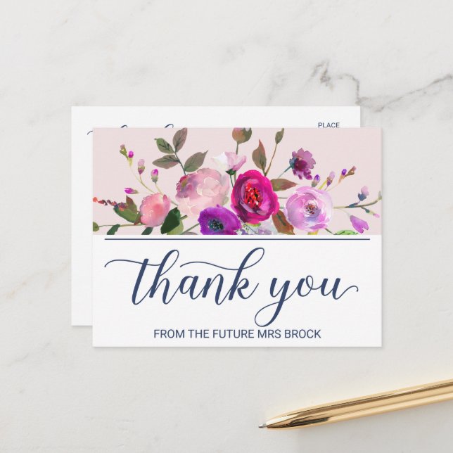 Carte Postale Merci de jardin romantique (Devant/Arrière en situation)