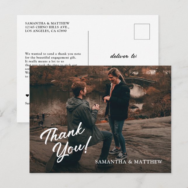 Carte Postale Merci de la partie d'engagement rustique moderne (Devant / Derrière)