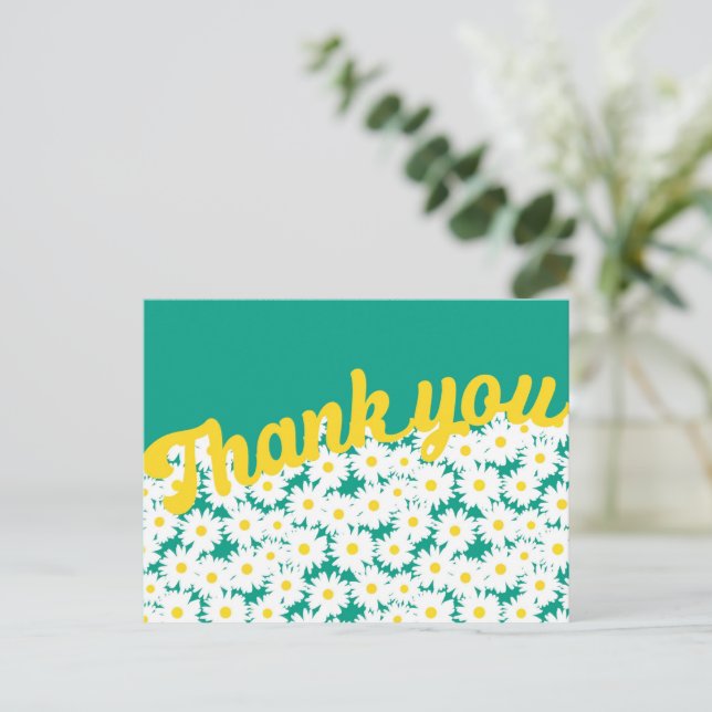 Carte Postale Merci de marguerites spatiales négatives sur le ve (Debout devant)