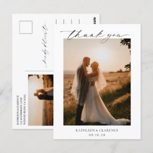 Carte Postale Merci de mariage classique noir et blanc élégant