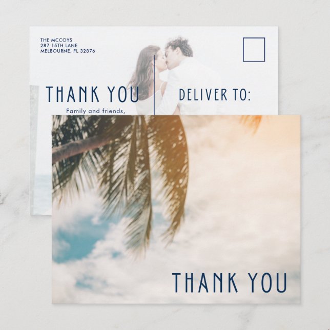 Carte Postale Merci de mariage de destination de plage tropicale (Devant / Derrière)