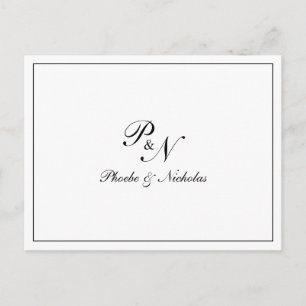 Carte Postale Merci de Mariage de Monogramme noir et blanc