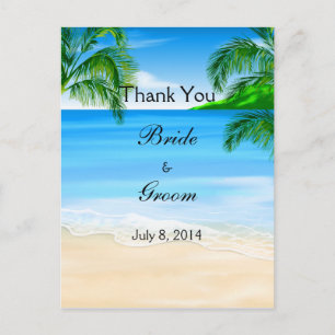Carte Postale Merci de mariage de plage des Eaux tropicales