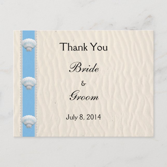 Carte Postale Merci de mariage de Seashell Beach (Devant)