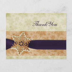 Carte Postale Merci de mariage d'hiver violet rustique