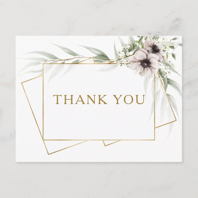 Carte Postale Merci de Mariage géométrique Eucalyptus Gold (Devant)