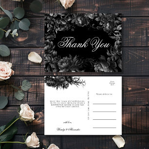 Carte Postale Merci de Mariage noir gothique classique