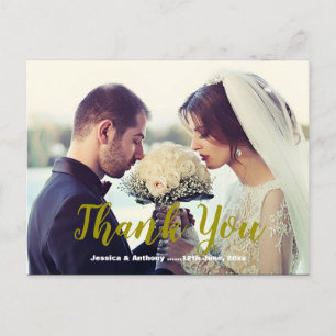 Carte postale "Merci" de mariage personnalisée