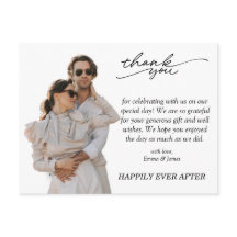 Merci de Mariage photo personnalisé minimaliste du