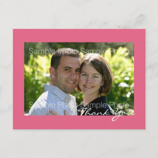 Carte Postale Merci de Mariage photo personnalisé rose