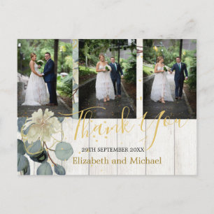 Carte Postale Merci de mariage rustique Eucalyptus feuille éléga