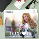 Carte Postale Merci de  moderne<br><div class="desc">Carte postale du Merci du coeur de la graduation moderne</div>
