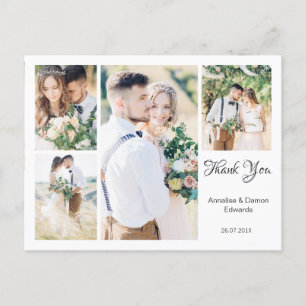 Carte postale Merci de quatre photos blanc