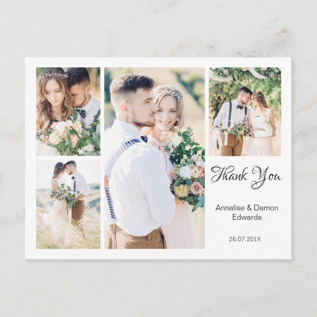 Carte postale Merci de quatre photos blanc (Devant)