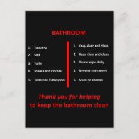 Merci de salle de bain noir, blanc et rouge