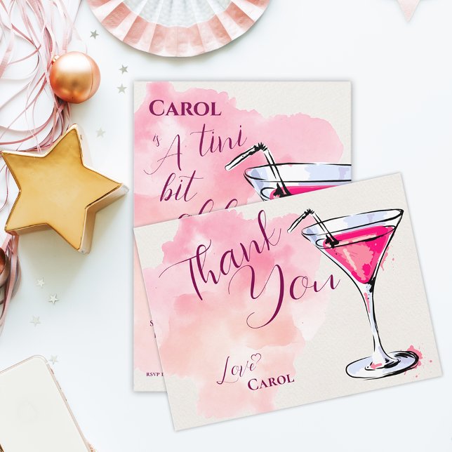 Carte Postale Merci de soirée à cocktail Pink Martini (Pink Martini Cocktail Party Thank You Postcard)