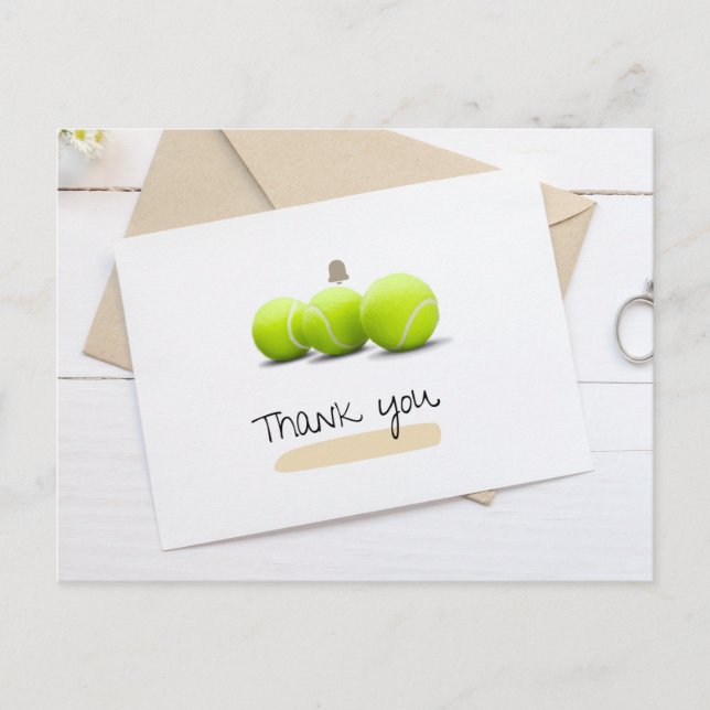 Carte Postale Merci de tennis avec tennis en blanc (Devant)