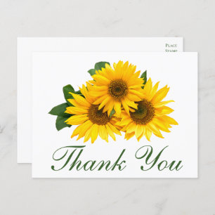 Carte Postale Merci de tournesol Elégant Mariage floral jaune