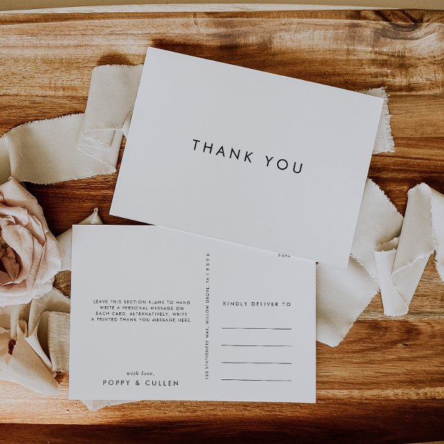 Carte postale Merci de typographie chic (Créateur téléchargé)