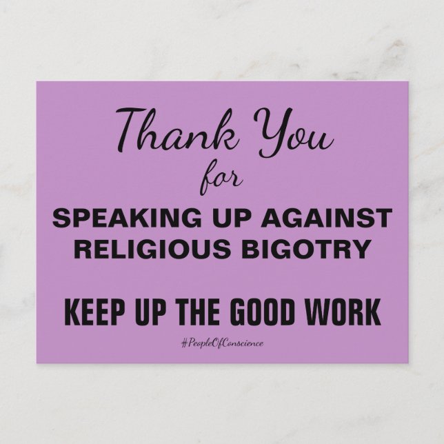 Carte Postale Merci de vous être exprimé contre l'antisémitisme (Devant)