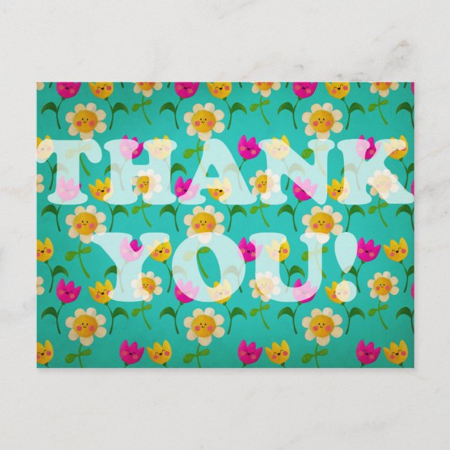 Carte Postale Merci des fleurs de Kawaii (Devant)