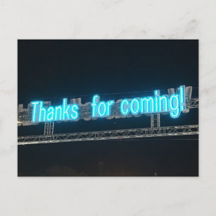 Carte Postale "Merci d'être venu!" Enseigne de fête foraine néon