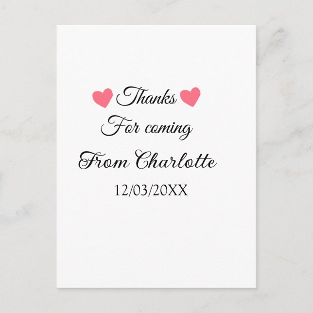 Carte Postale merci d'être venu nom à ajouter message texte  (Devant)