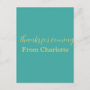 Carte Postale merci d'être venu nom à ajouter texte turquoise ja