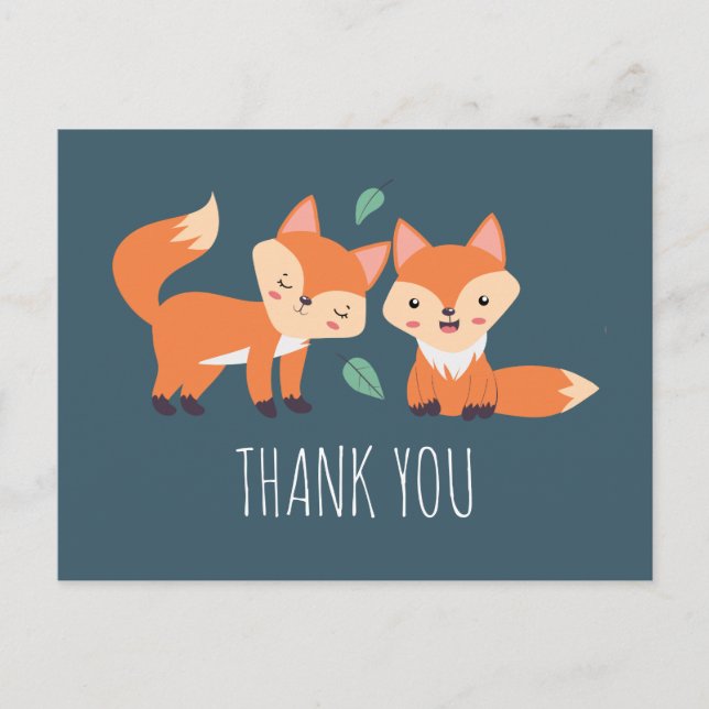 Carte Postale Merci d'illustration graphique de renards orange m (Devant)