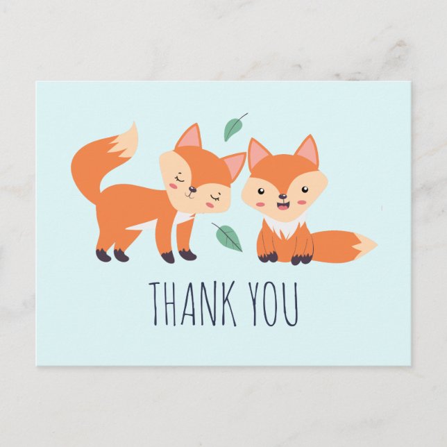 Carte Postale Merci d'illustration graphique de renards orange m (Devant)
