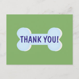 Carte postale Merci d'os de chien bleu