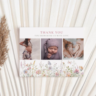 Carte Postale Merci du Baby shower de de Fleur sauvage de resso