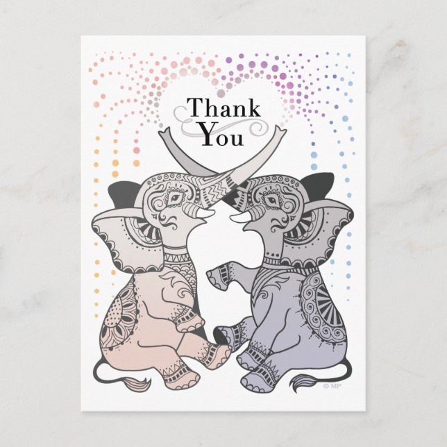 Carte postale Merci du coeur éléphant (Devant)