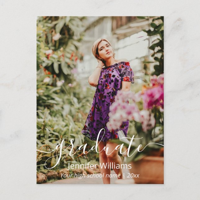 Carte Postale merci écriture manuscrite moderne 2 photos remise  (Devant)