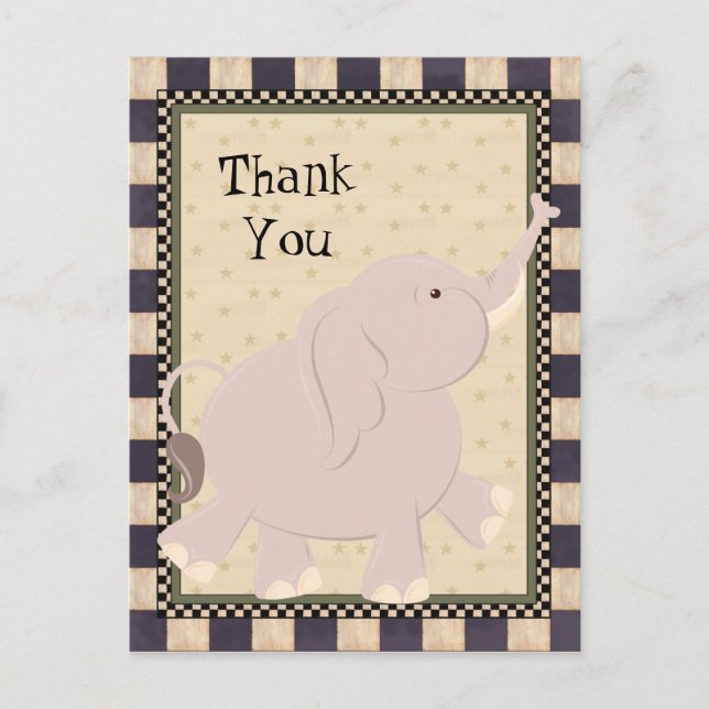 Carte postale Merci Elephant Cartoon (Devant)