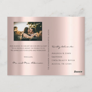 Carte Postale Merci En Amour Mariage Photo Gold Grey Rose