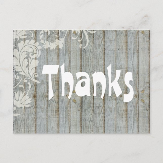 Carte postale Merci en bois vintage gris (Devant)