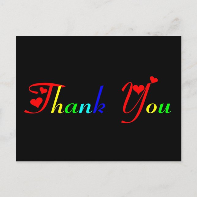 Carte Postale Merci en Couleurs Arc-en-Ciel (Devant)