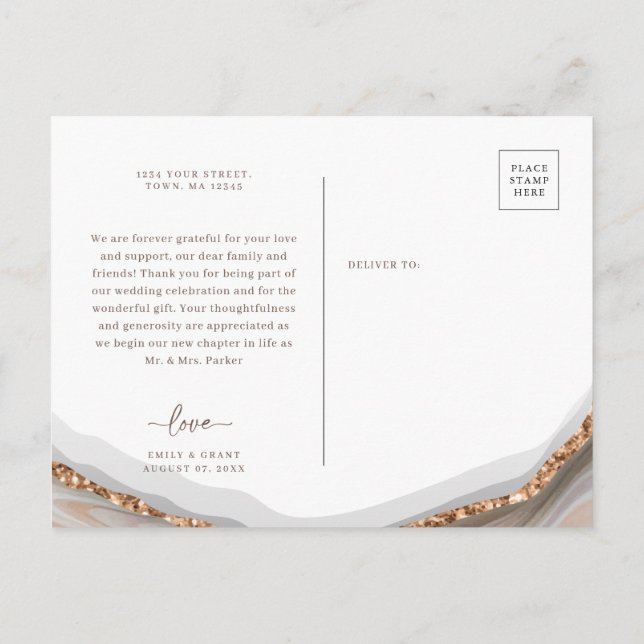 Carte postale Merci en marbre de pierre d'Agate (Dos)