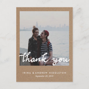 Carte Postale Merci en papier kraft rustique photo manuscrite