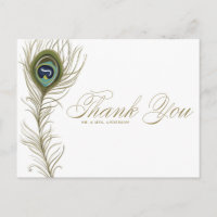 Carte postale Merci en plume de paon Whimsical