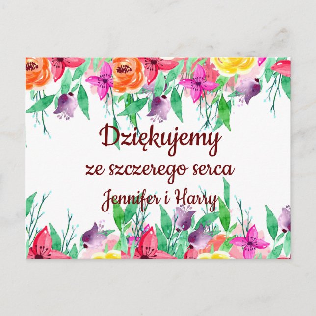 Carte Postale Merci en polonais Dziękuję Pologne Cadeau Po polsk (Devant)