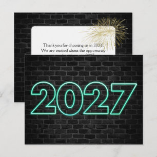 Carte Postale Merci enseigne néon Nouvel An 2027