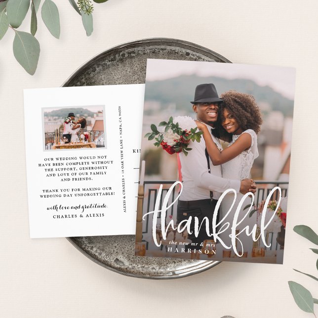 Carte Postale Merci esquissé | Merci photo Mariage (Créateur téléchargé)