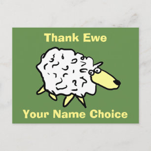 Carte Postale Merci Ewe Fun Sheep Design