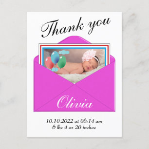 Carte postale Merci Faire-part de naissance