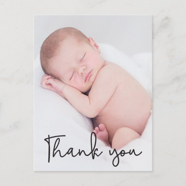Carte Postale Merci Faire-part de naissance bébé | Texte du scri (Devant)