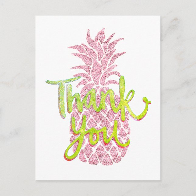 Carte Postale merci faux rose parties scintillant ananas graphiq (Devant)