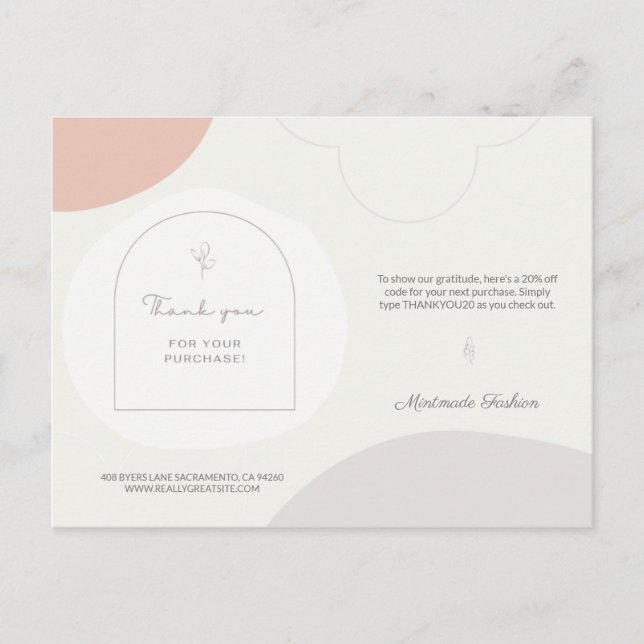 Carte Postale Merci féminin personnalisé pour votre entreprise (Devant)