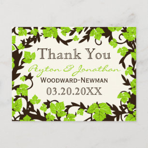 Carte Postale Merci Feuille vert Brown printemps
